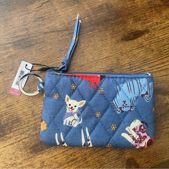 Vera Bradley Blue Quilted ID Wallet with Dog Print - Picture 2 of 2